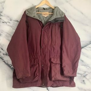 Vintage XL WoolRich coat jacket hood red maroon